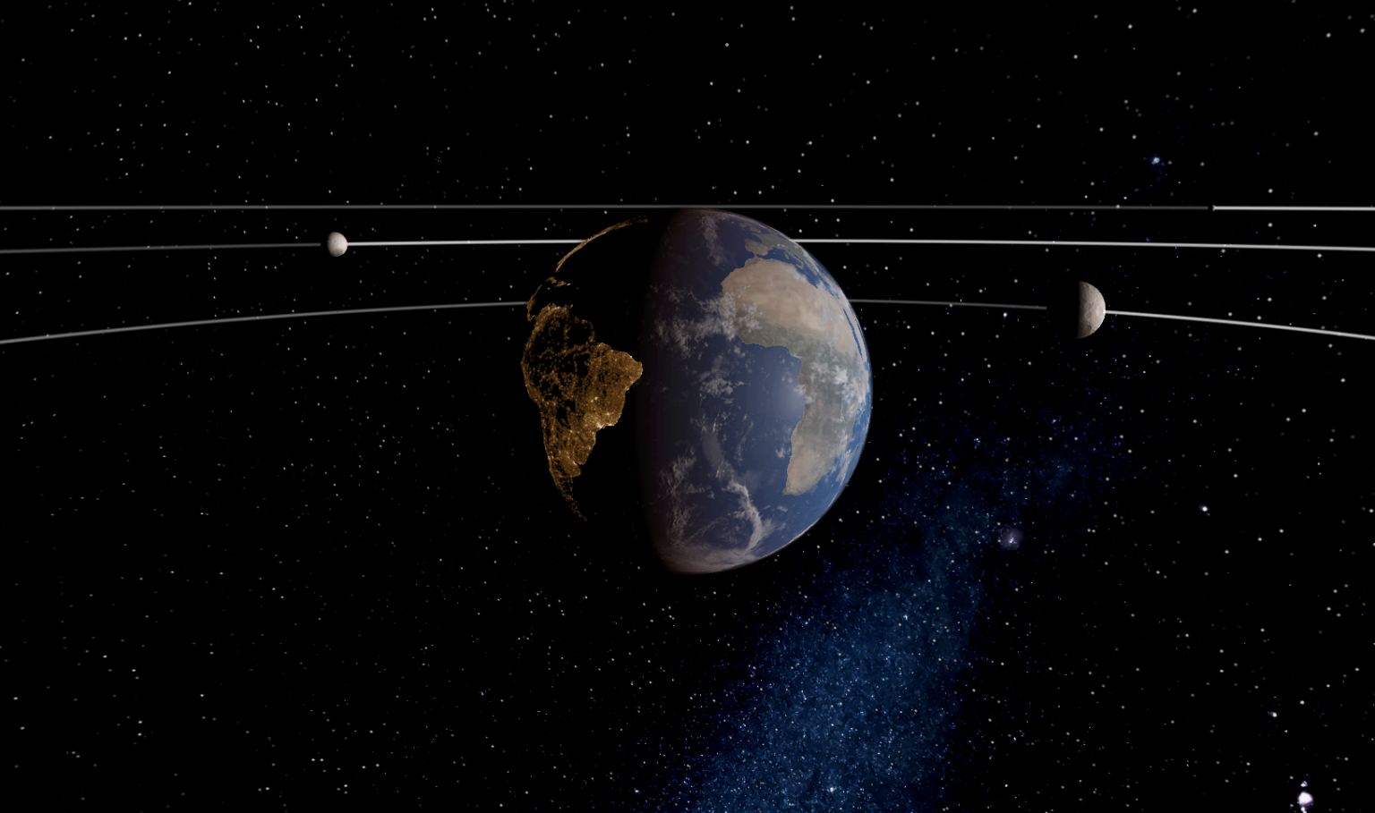 Earth with three moons