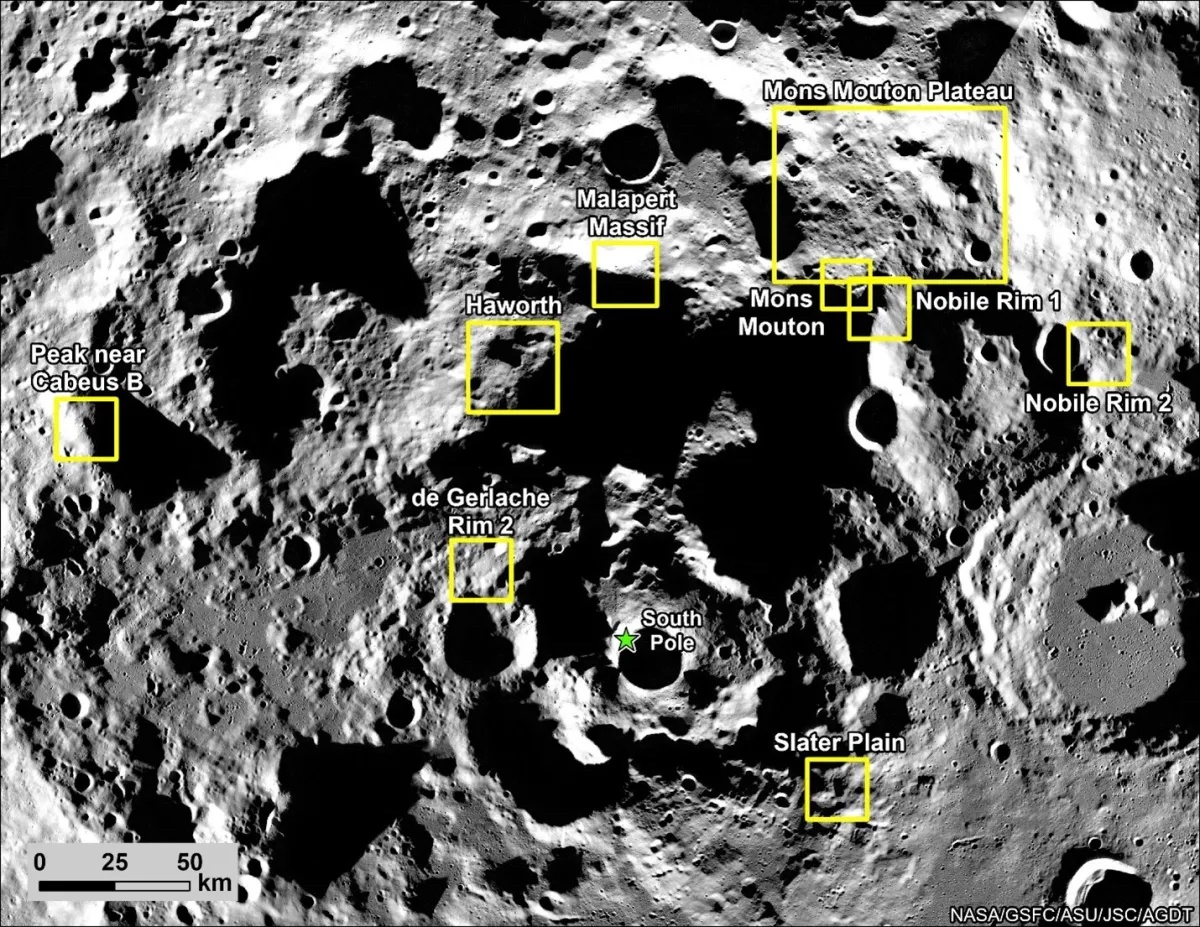 Artemis III moon landing sites