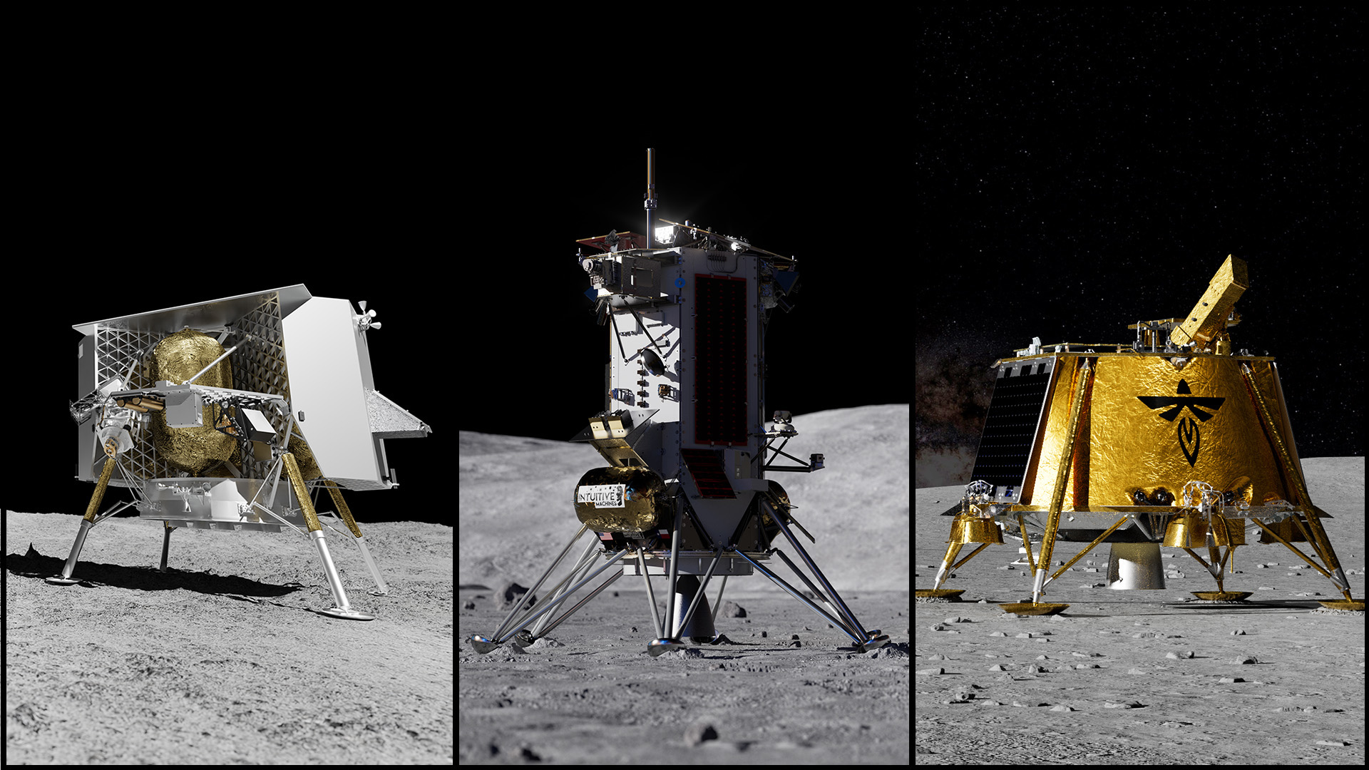 Lunar landing modules Astrobottic Intuitive Machines Firefly